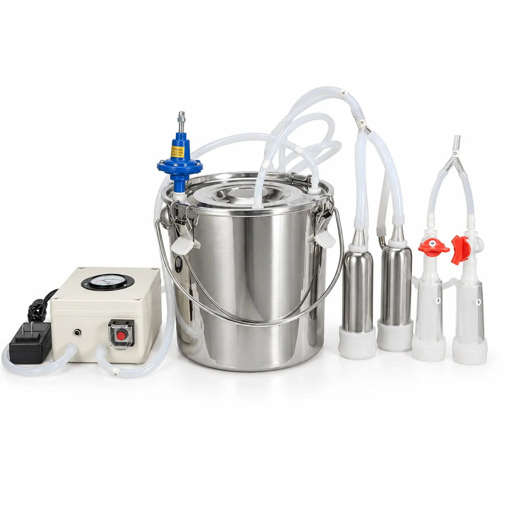 14L Portable Cow Milking Machine with Pulsation & Auto Stop