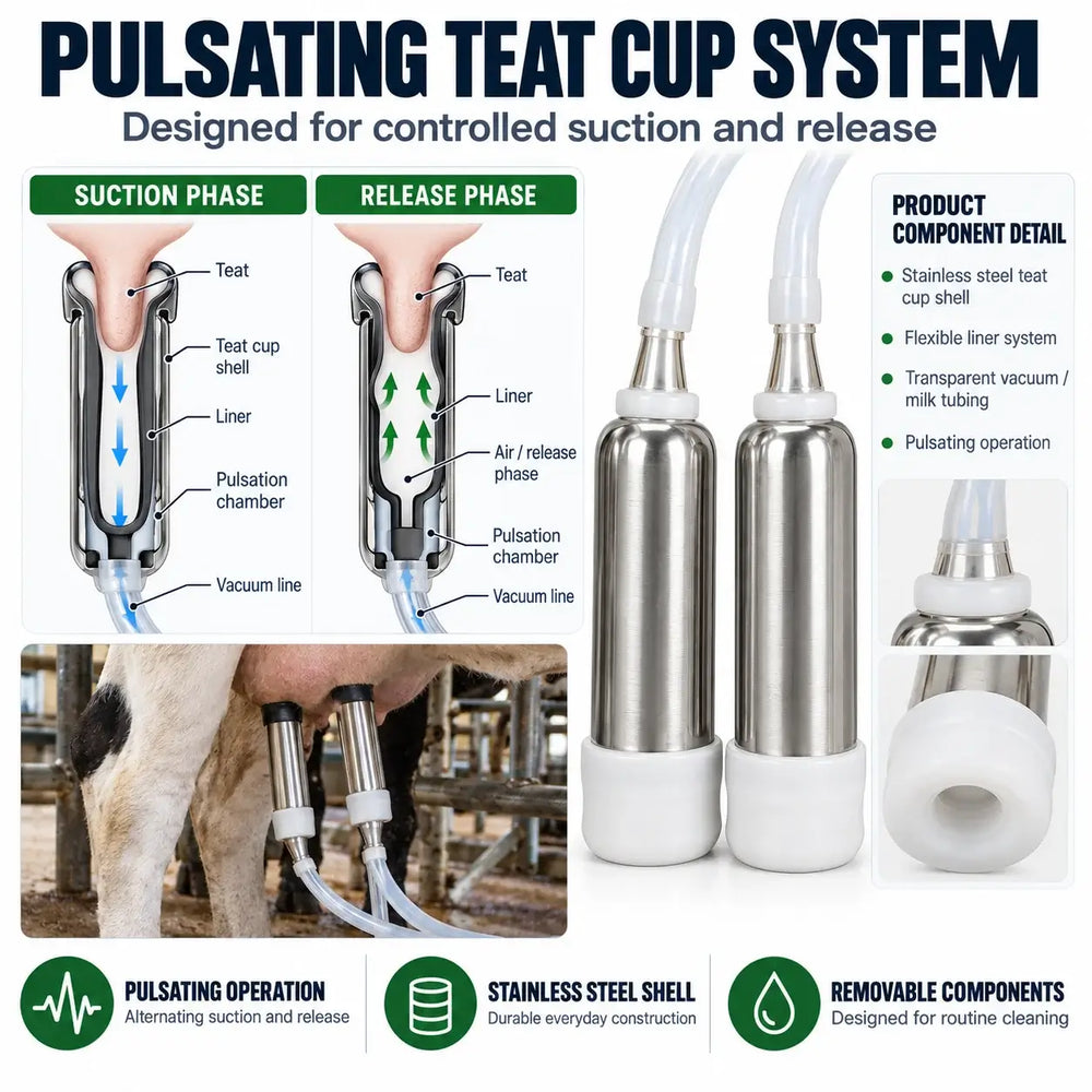 14L Portable Cow Milking Machine with Pulsation & Auto Stop