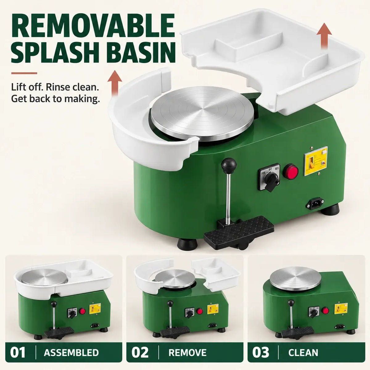 350W Electric Pottery Wheel for Adults & Beginners – 25cm Turntable with Foot Pedal