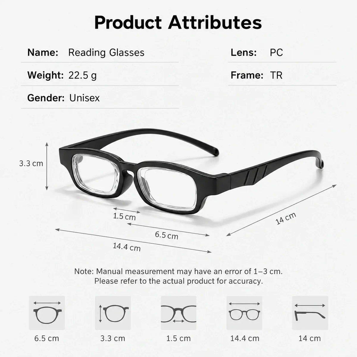 Adjustable Focus Glasses – Dual Dial Reading Glasses, Black