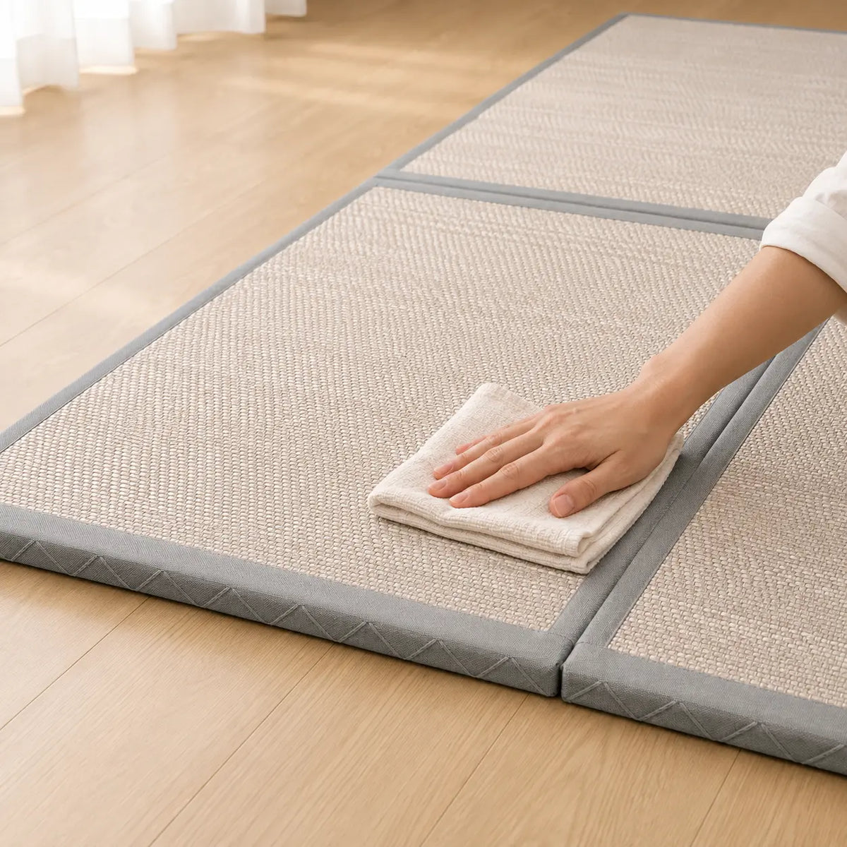 Japanese-Style Folding Tatami Mat – Woven Futon Floor Mat for Sleeping, Stretching & Guest Spaces
