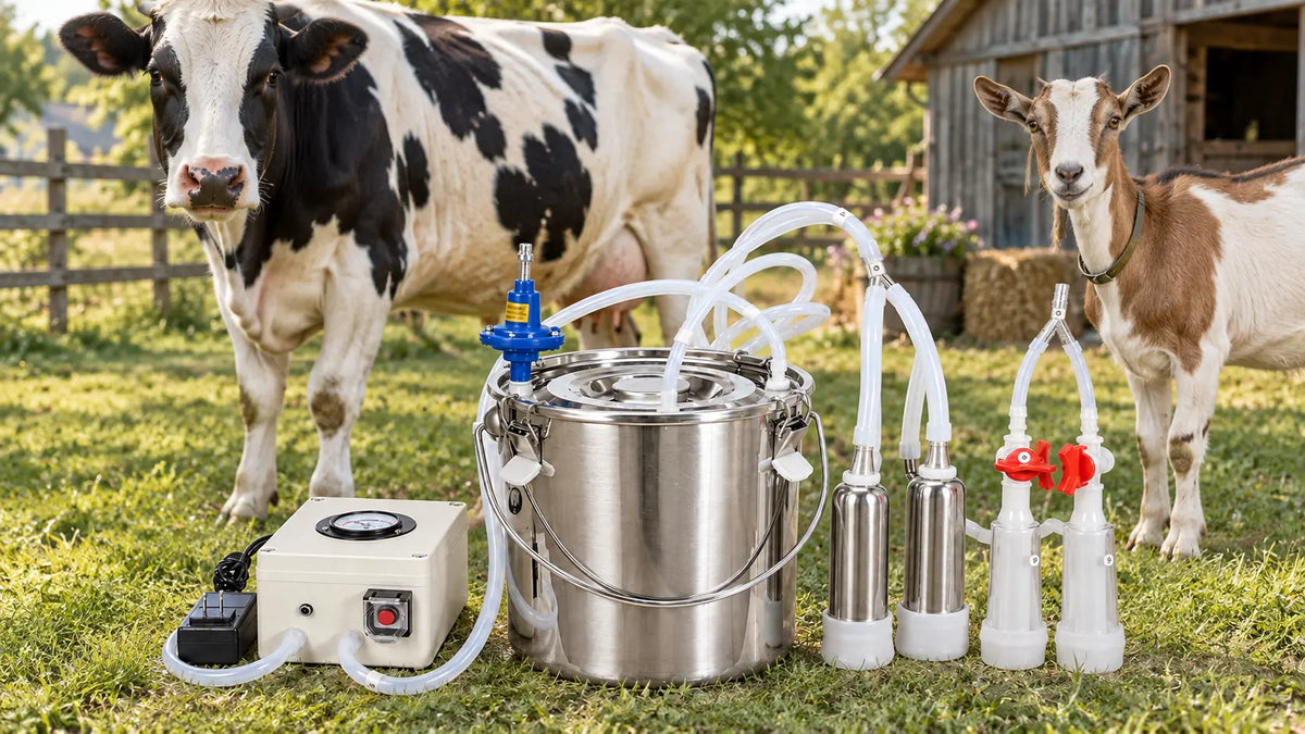 14L Portable Cow Milking Machine with Pulsation & Auto Stop