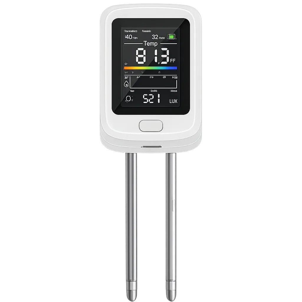 Digital soil pH moisture temperature and light meter
