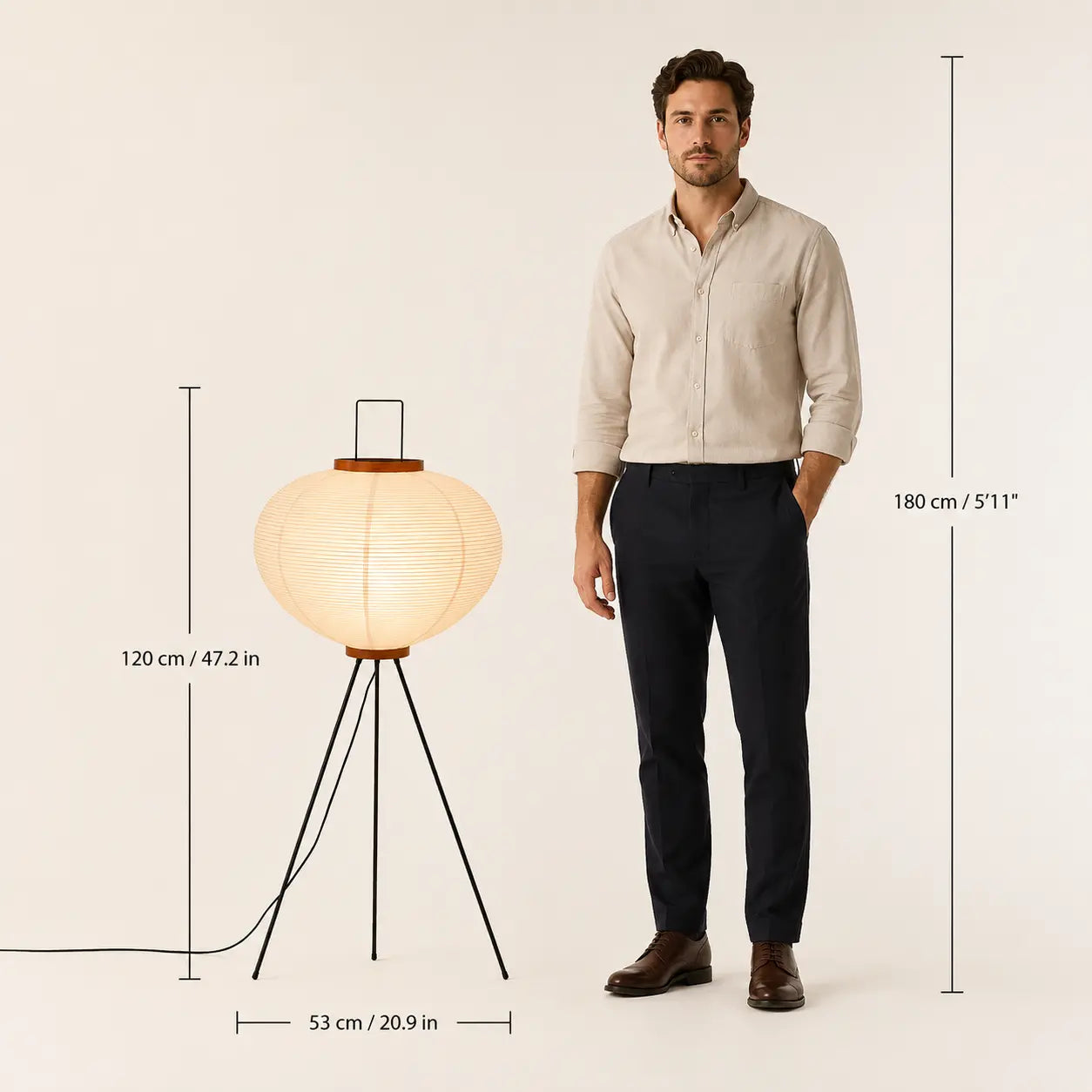 Lumora™ Japandi Rice Paper Floor Lamp – Japanese Inspired LED Paper Lantern Standing Lamp for Living Room, Bedroom & Modern Home Decor